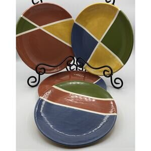 Custom Hand Painted Dessert Plates 4PC Set, Decoration Multi Color, Pre-owned